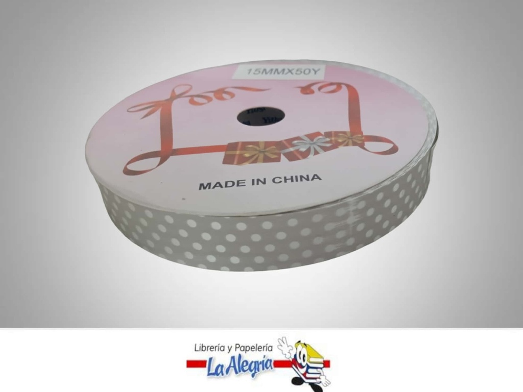 CINTA DE REGALO PLATA PUNTOS 15MM X METR MARCA MURANO   