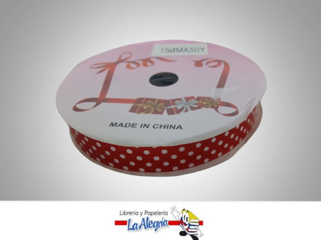 CINTA DE REGALO ROJA PUNTOS 15MM X METR MARCA MURANO   