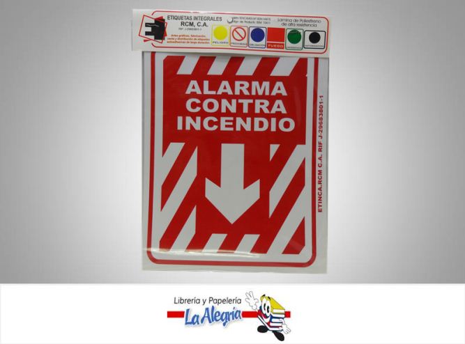 SENAL ALARMA CONTRA INCENDIO 24X19CM MARCA ETINCA   