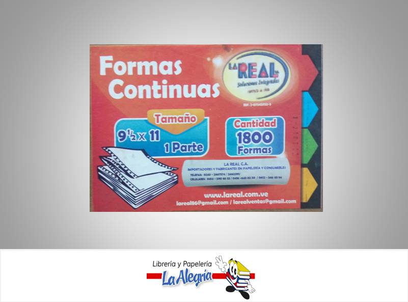 FORMA CONTINUA 9 12 X11 1P 1800F MARCA LA REAL