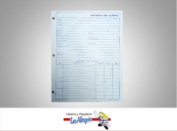 HISTORIAL DEL CLIENTE 22X27,2 CM MARCA S/M   