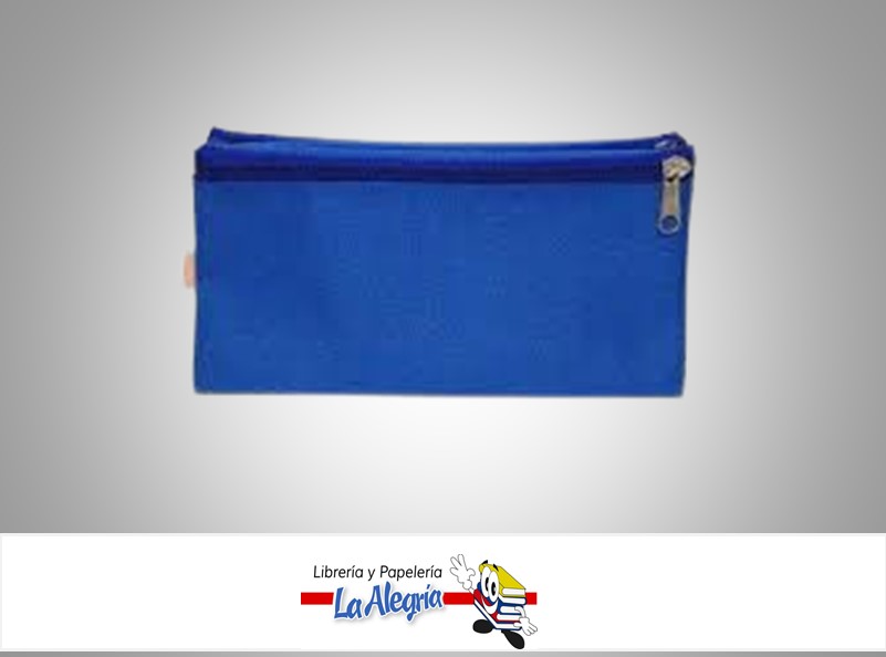 CARTUCHERA TELA CON CIERRE 22X14CM AZUL MARCA S/M