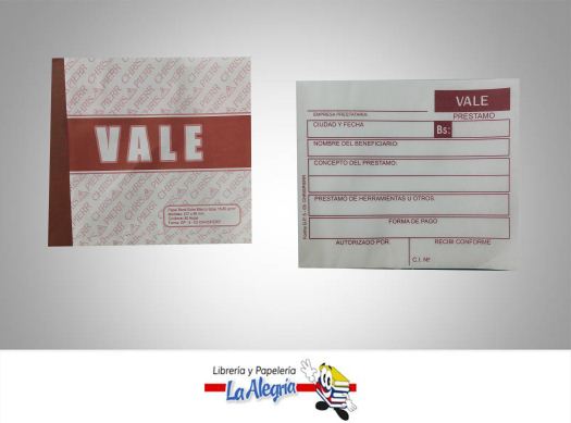 TALONARIO VALE 107X90MM 80 HOJAS MARCA CHRISPIERR   
