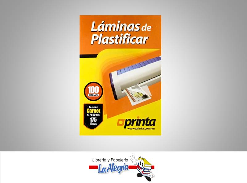 LAMINA P/PLASTIFICAR 6,7X10CM 175M 100 H MARCA PRINTA   