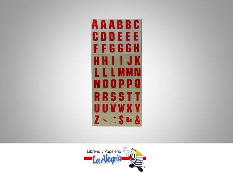 ETIQUETA LETRAS 3,3X2,2CM ROJA 54UND MARCA STAR   