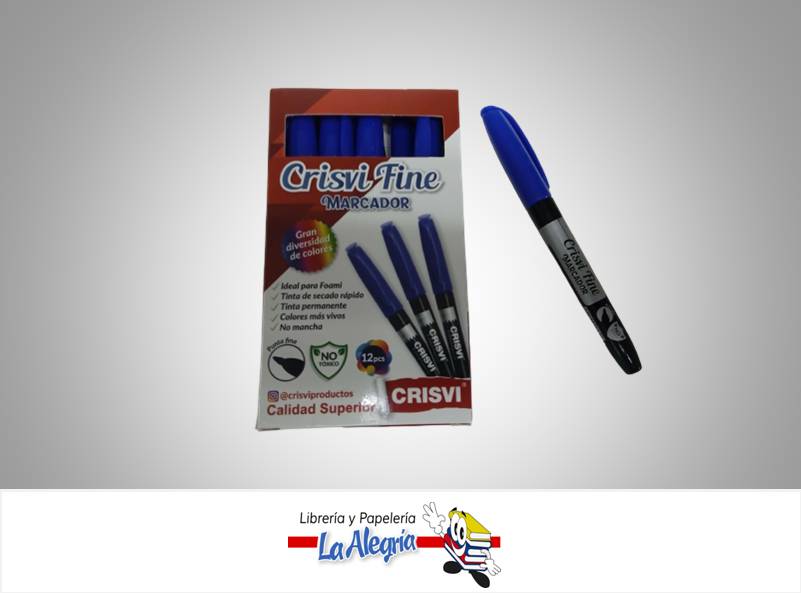 MARCADOR PUNTA FINA AZUL UND MARCA CRISVI   