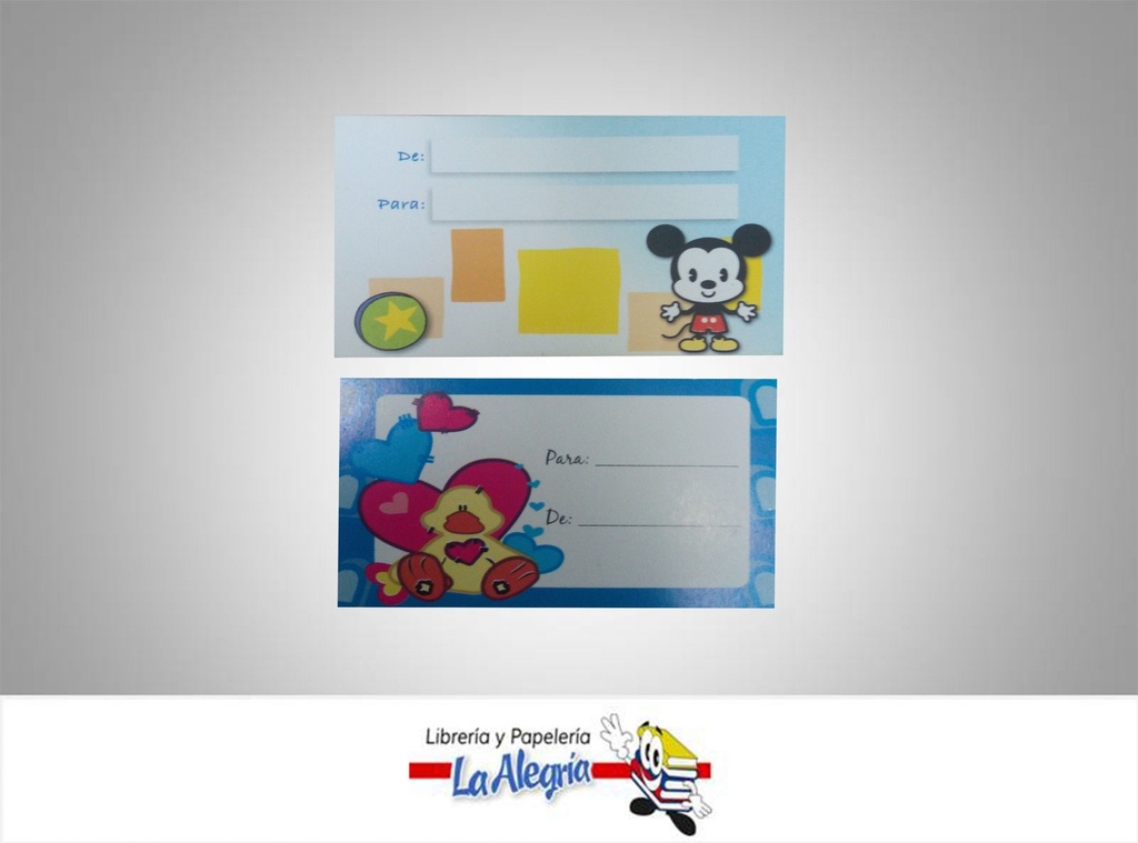 TARJETA DE REGALO 8X5 CM VARIADO UND MARCA S/M   