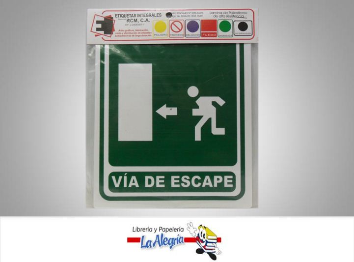SENAL VIA DE ESCAPE IZQUIERDA 21,5X18CM MARCA ETINCA   