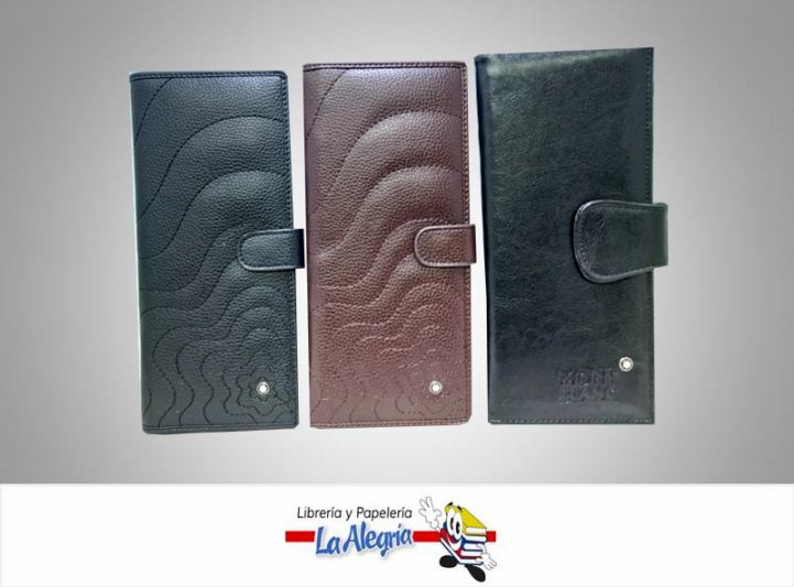 PORTACHEQUERA DE CUERO NEGRO/MARRON MARCA MONT BLANC   