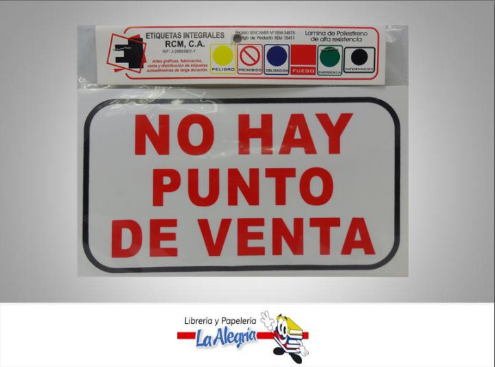 SENAL NO HAY PUNTO DE VENTA 23,5X13,5CM MARCA ITECA   