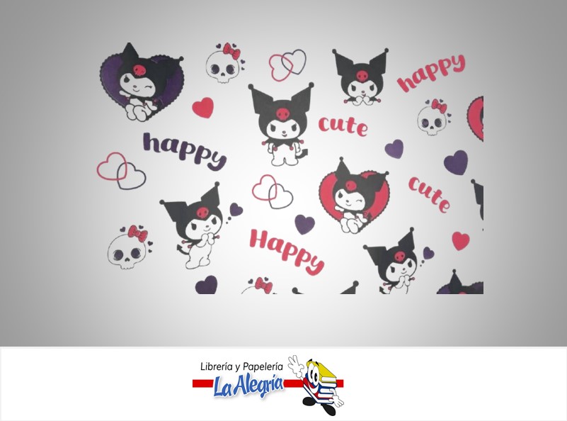 PAPEL DE REGALO KUROMI 66X46 CM BLANCO/FUCSIA UND MARCA PAPURRI