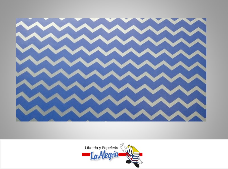 PAPEL DE REGALO LINEAS ZIG-ZAG 66X46 CM GRIS/AZUL REY UND MARCA PAPURRI