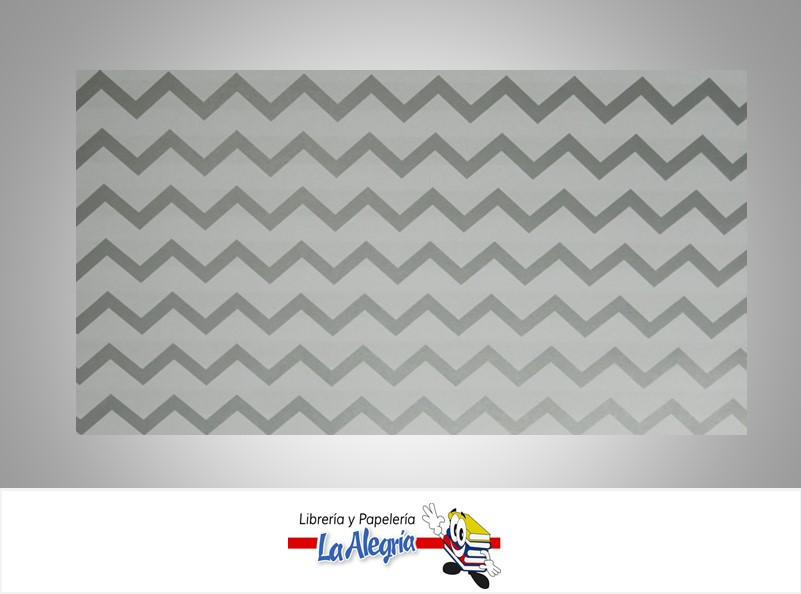 PAPEL DE REGALO LINEAS ZIG-ZAG 66X46 CM PLATA/BLANCO UND MARCA PAPURRI