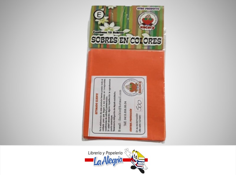 SOBRE # 3 10,8X7,1 CM NARANJA UND MARCA CROMO DISEÑOS