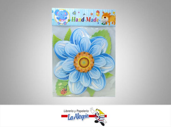 FIGURA C/RELIEVE ESCARCHADO FLOR AZUL MARCA HAND MADE   