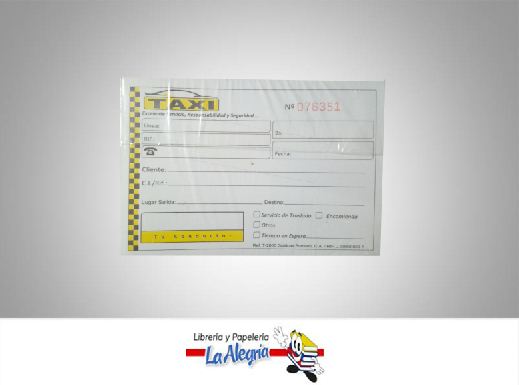 TALONARIO RECIBO TAXI 13,5X10 CM MARCA PRINTER MATE   