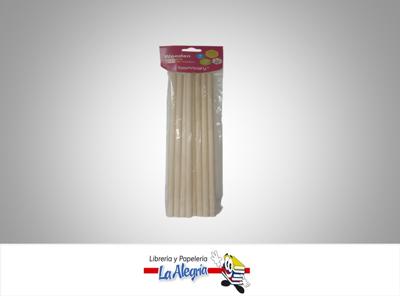 PALITOS DE MADERA NATURAL 31X8CM PAQUETE DE 8 PZA MARCA BAMBARY