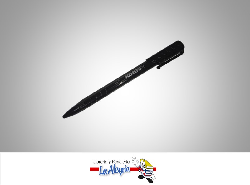 BOLIGRAFO RETRACTIL TRANSPARENTE K5 FINO NEGRO UND MARCA KORES