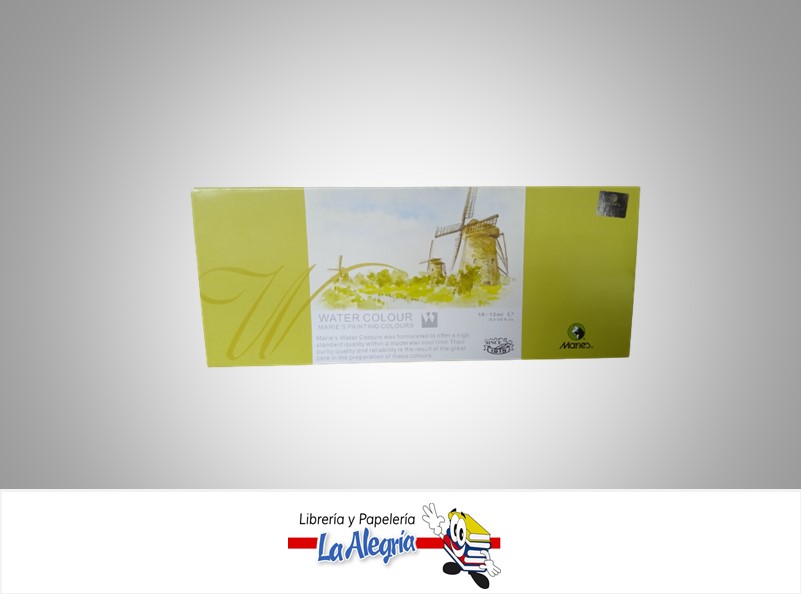 PINTURA ACUARELA E1338B 12ML PAQ 18 UND MARCA MARIES
