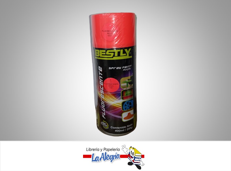 SPRAY ACRILICO 400ML ROJO FLOURECENTE MARCA BESTLY