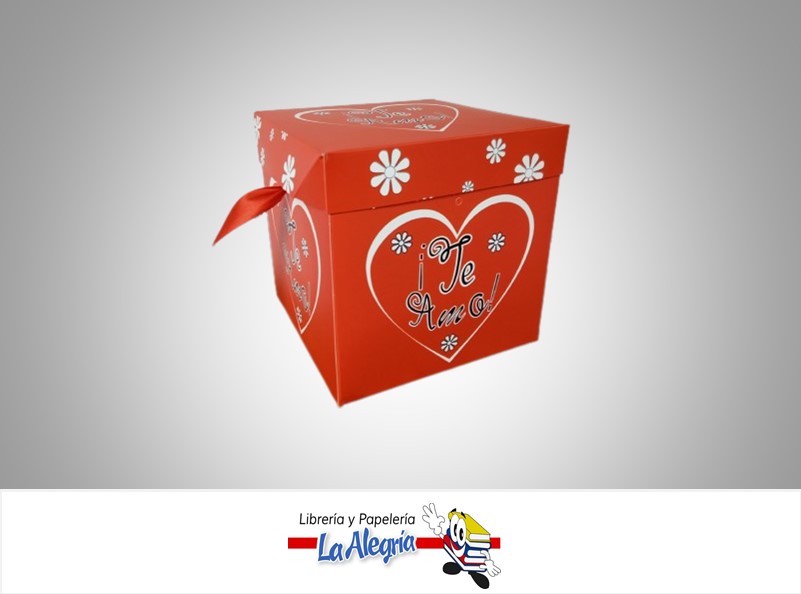 CAJA REGALO TE AMO 15X15X15CM ROJO/BLANCO MARCA S/M