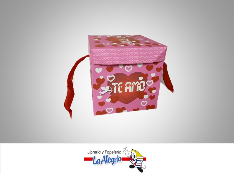 CAJA REGALO TE AMO CORAZON 15X15X15CM ROJO/ROSADO MARCA S/M