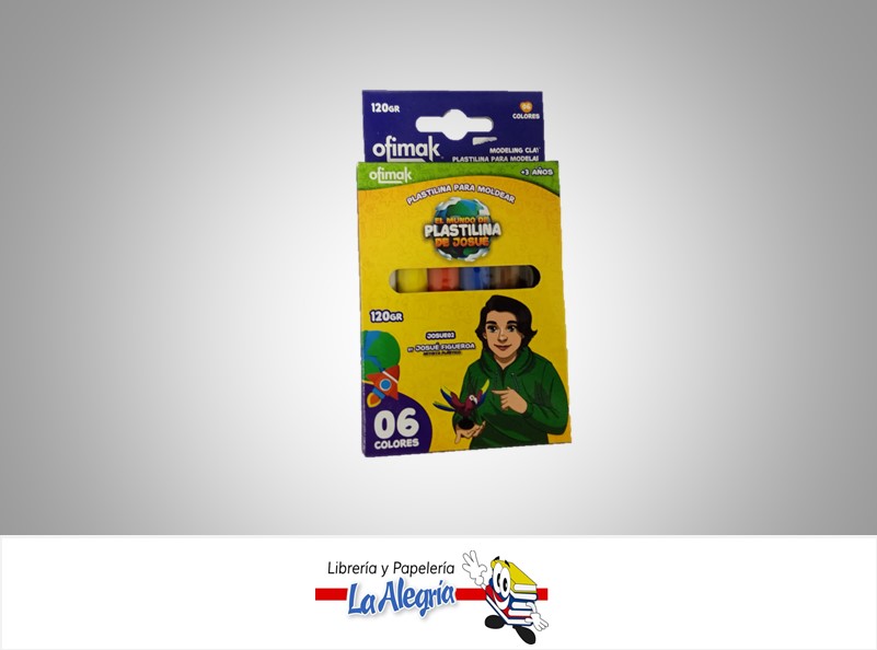 PLASTILINA JOSUE 120GR PAQUETE 6 UNIDADES MARCA OFIMAK