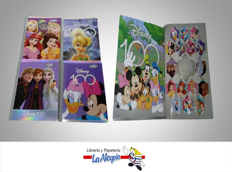 LIBRETA COSIDA DISNEY 100 HOJAS CUADRICULADO CON STICKERS MARCA PRIMAVERA