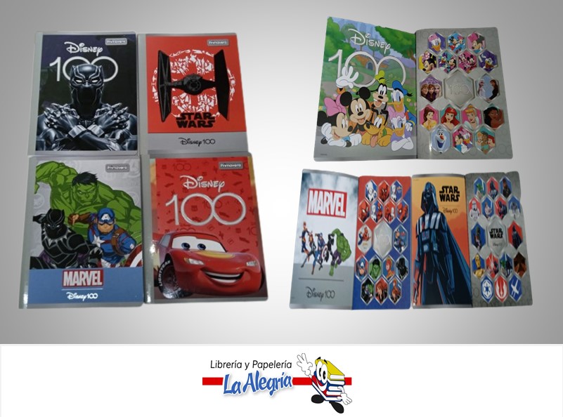LIBRETA DISNEY/MARVEL/STARWARS 100 HOJAS CUADRICULADO CON STICKERS MARCA PRIMAVERA