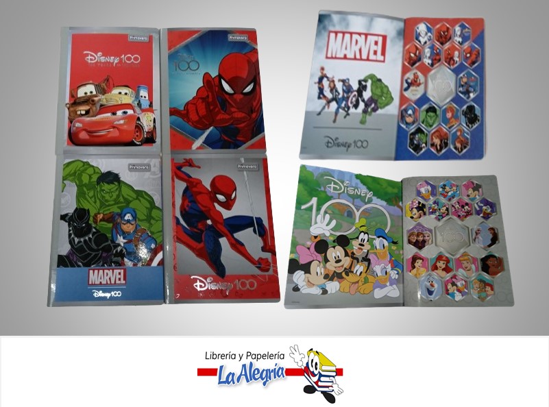 LIBRETA COSIDA DISNEY/MARVEL 100 HOJAS 1 LINEA CON STICKERS 6010-006 MARCA PRIMAVERA