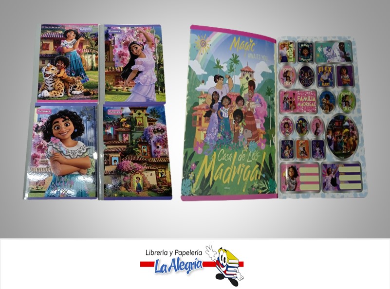 LIBRETA COSIDA DISNEY ENCANTO 100 HOJAS CUADRICULADO CON STICKERS MARCA PRIMAVERA