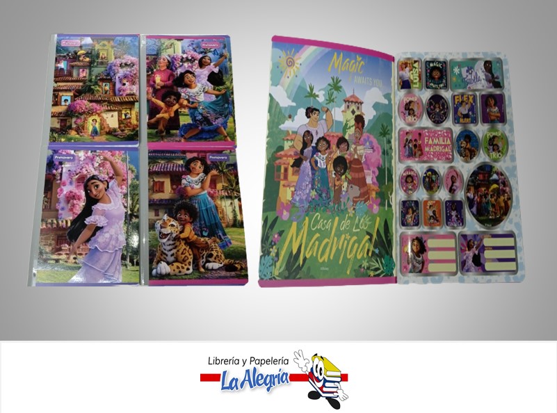 LIBRETA COSIDA DISNEY ENCANTO 100 HOJAS 1 LINEA CON STICKERS 6004-006 MARCA PRIMAVERA