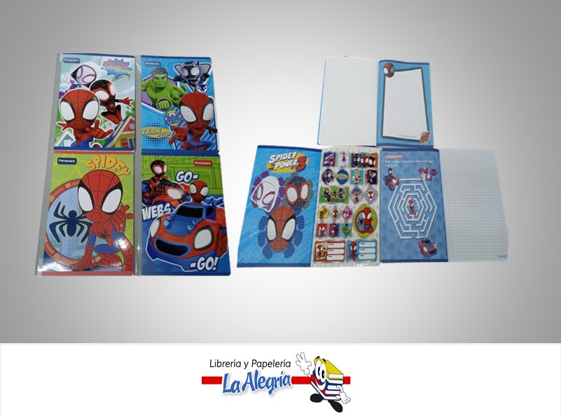 LIBRETA COSIDA MARVEL 100 HOJAS CUADRICULADO CON STICKERS MARCA PRIMAVERA