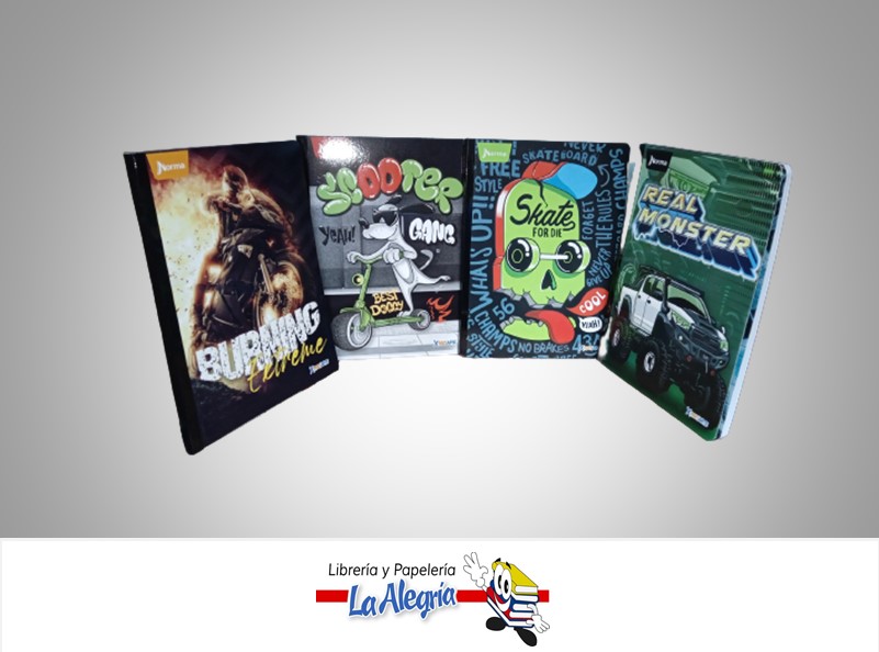 LIBRETA COSIDA XPRESARTE NIÑO 100 HOJAS 1 LINEA STICKERS MARCA NORMA
