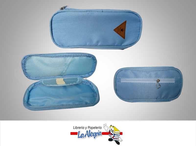 CARTUCHERA CON BOLSILLO 21.5 X 8 CM AZUL CIELO MARCA PRINCESS