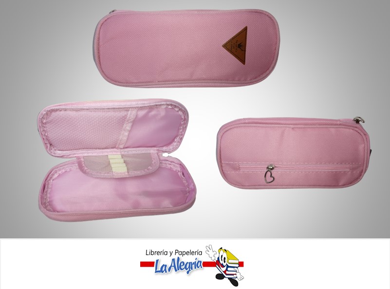 CARTUCHERA CON BOLSILLO 21.5 X 8 CM ROSADO MARCA PRINCESS