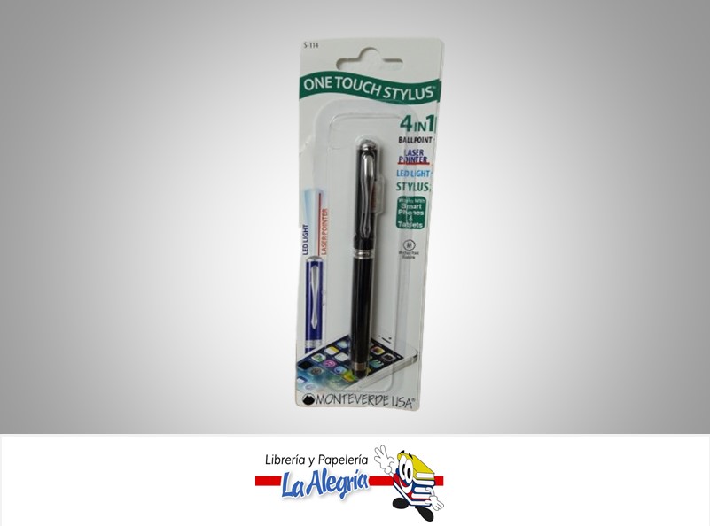 BOLIGRAFO LASER APUNTADOR 4 EN 1 BLACK MARCA MONTEVERDE