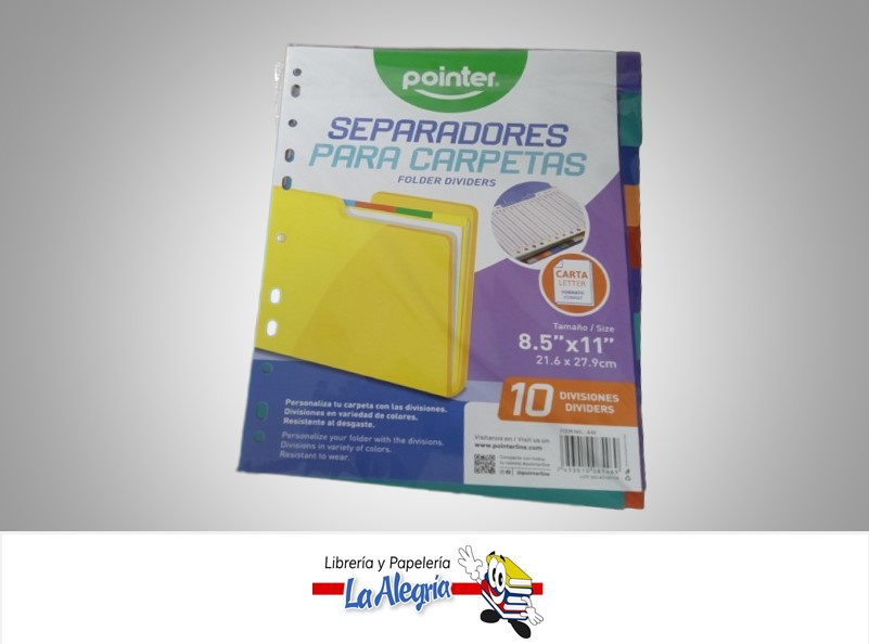 SEPARADOR A10 CARTA 10 DIVISIONES MARCA POINTER