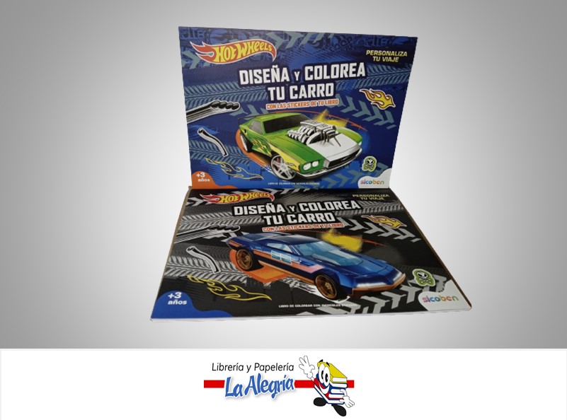 LIBRO COLOREAR CREA TU CARRO HOT WHEELS 48 PAGINAS 2 TITULOS TEMATICA INFANTIL EDITORIAL SICOBEN