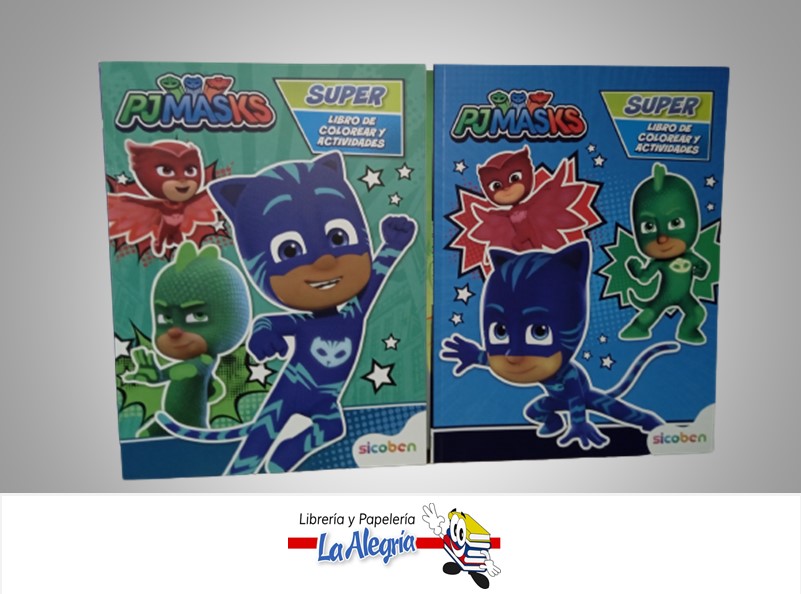 LIBRO DE ACTIVIDADES COLOREA PJMASK 24 PAGINAS 2 TITULOS MARCA EDITORIAL SICOBEN