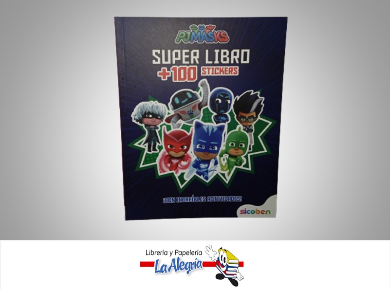 LIBRO DE STICKERS PJ MASK +100 10 PAGINAS  TEMATICA INFANTIL EDITORIAL SICOBEN