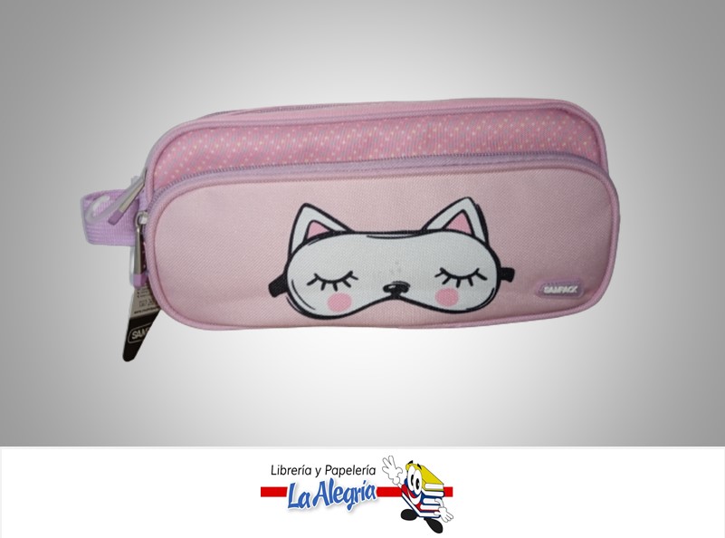 CARTUCHERA CON BOLSILLO TRIPLE PA1023-16 22X10CM GATO  MARCA MP
