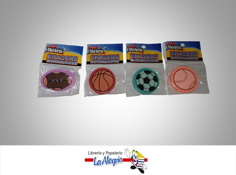 BORRADOR ESCOLAR EN FORMA DE BALONES MARCA MERLETTO