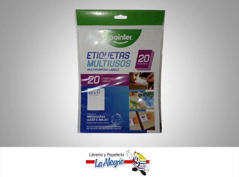 ETIQUETA PARA IMPRESIÓN WPL85X11B 8.5X11" X 20 PIEZAS MARCA POINTER