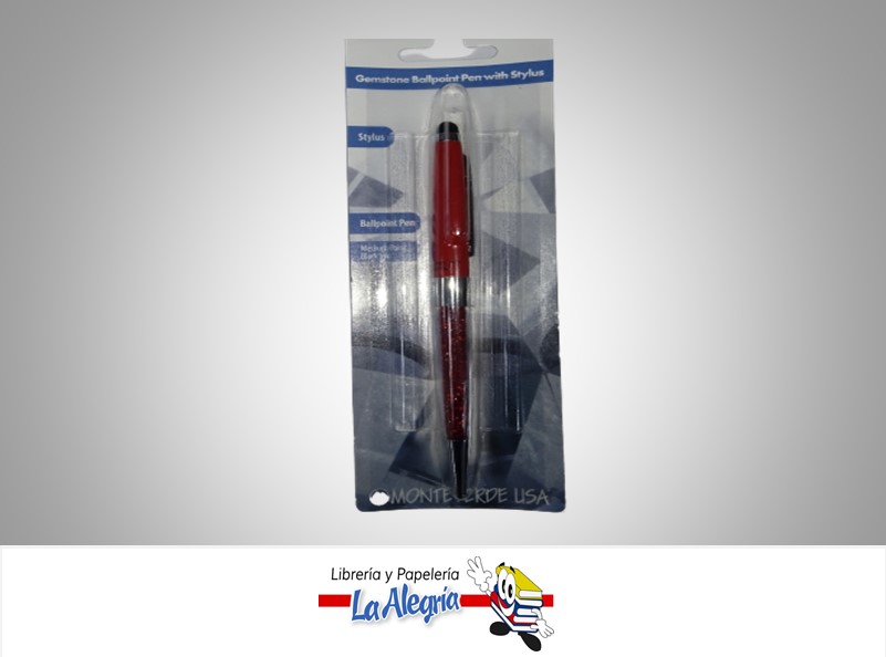 BOLÍGRAFO GEMSTONE PUNTA MEDIA ROJO UND MARCA MONTEVERDE