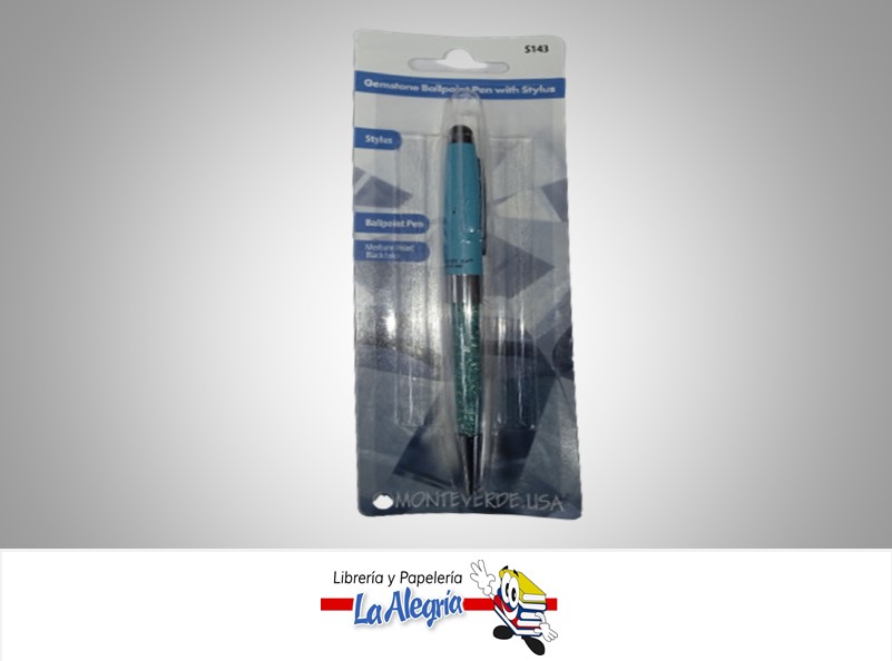 BOLÍGRAFO GEMSTONE PUNTA MEDIA AZUL TURQUESA UND MARCA MONTEVERDE