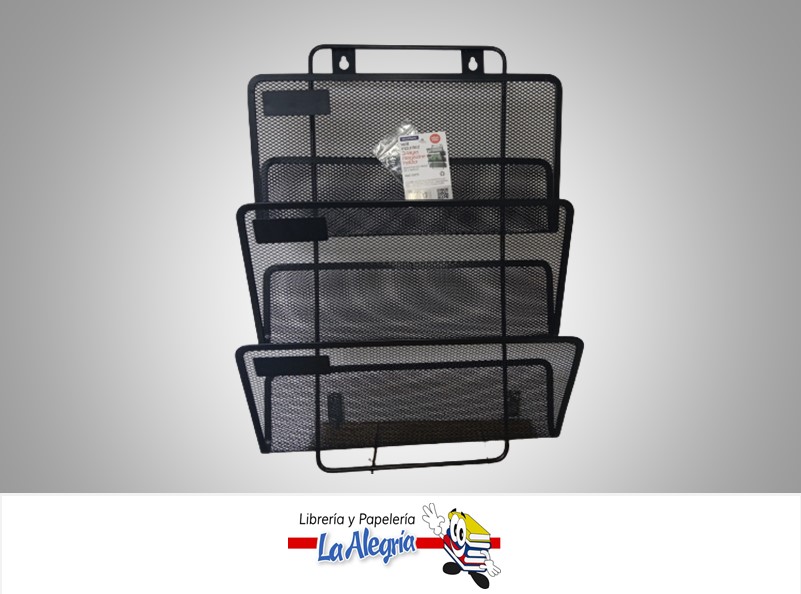 BANDEJA DE PARED MALLA STME929A 3 DIVISIONES NEGRA MARCA STUDMARK