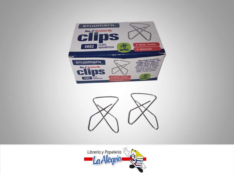CLIP MARIPOSA ST4002 N°2 PLATEADOS 50 UND MARCA STUDMARK