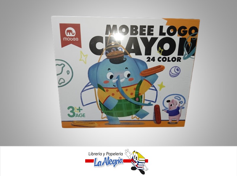 LAPICES DE COLORES PLASTICOS MB 24 COLORES CRAYON-LOGO ERGONOMICO LARGO 5.5 CM. MARCA MOBEE