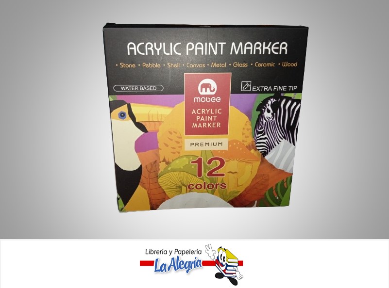 MARCADOR PARA DISENO `MB` BASE AGUA PTA.PRESS-FINA 2,00MM.ST.12PZ.COL.SURT. MARCA MOBEE